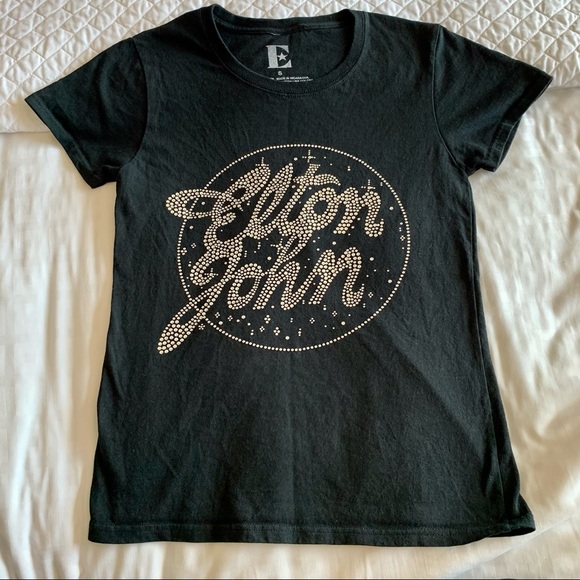 Elton John Black Embellished Short Sleeve T-shirt